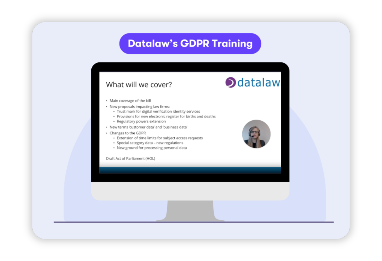 Image of a snapshot of a Datalaw gdpr training course with Katie Jackson
