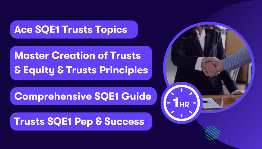 sqelaw-trusts Promotional image for Datalaw’s SQE Trusts module, featuring a professional handshake over legal documents. Highlights include trust creation, equity principles, and a 1-hour SQE1 prep session designed to support exam success.