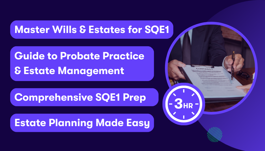 sqelaw-wills-and-the-administration-of-estates Promotional image for Datalaw’s SQE law Wills and Estates module, showing a professional signing a legal document. Course highlights include probate practice, estate management, simplified estate planning, and a 3-hour comprehensive SQE1 prep session.